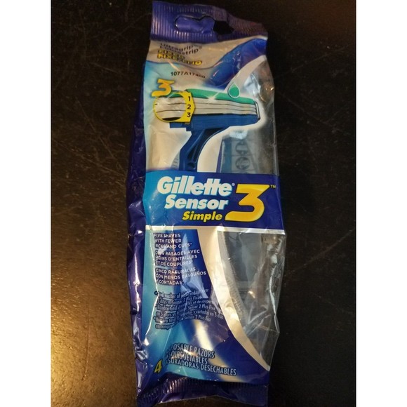 Men's Gillette Sensor Simple 3 Disposable Razors 4 Pack - Picture 1 of 3
